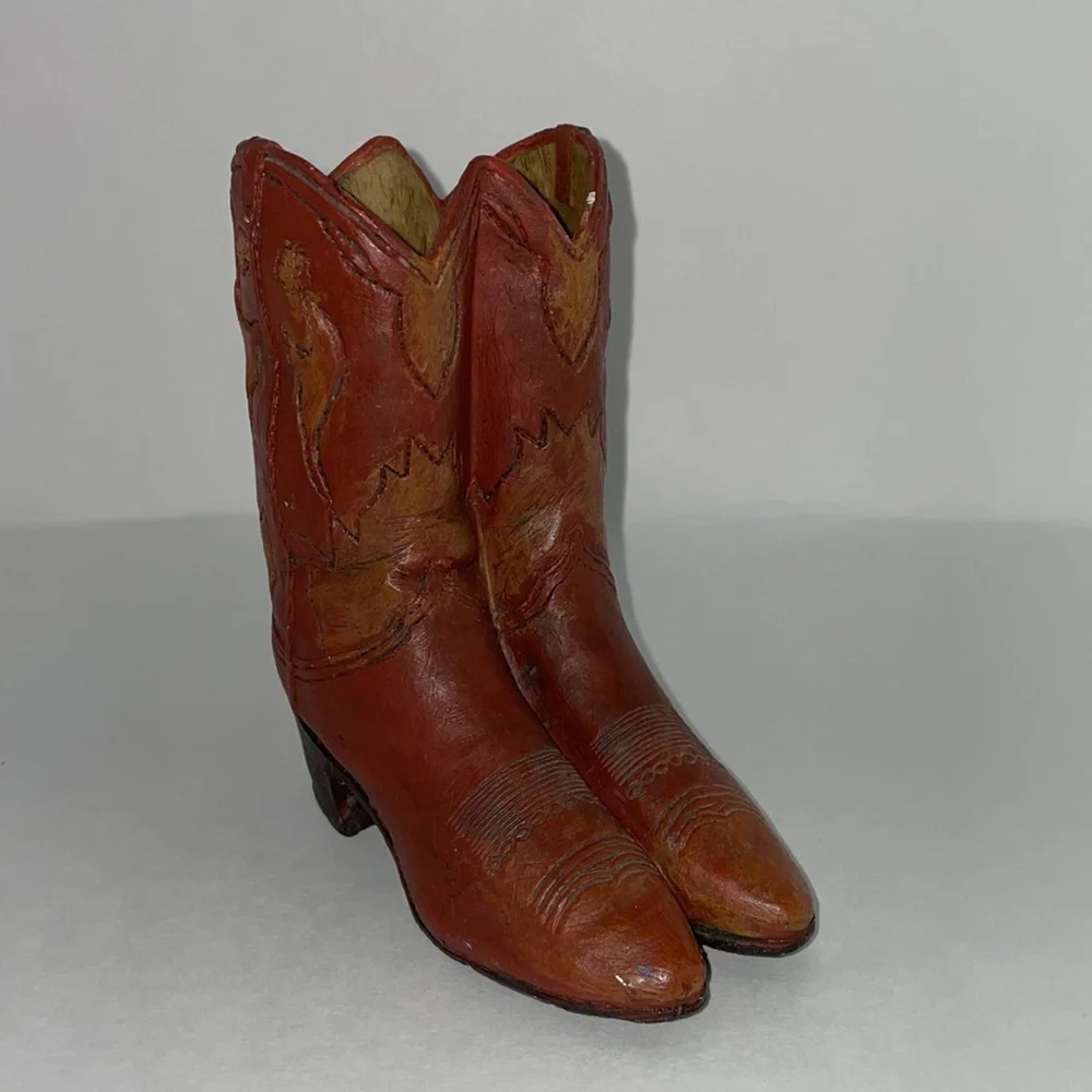 Mini Glass Ceramic Cowboy Boot Pen Holder Western Cowboy Decor - Picture 10 of 14